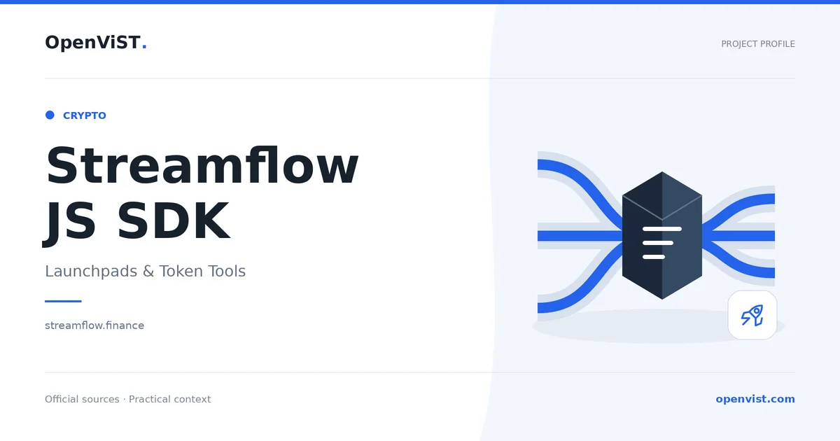 Streamflow JS SDK — OpenViST project profile in Launchpads & Token Tools.