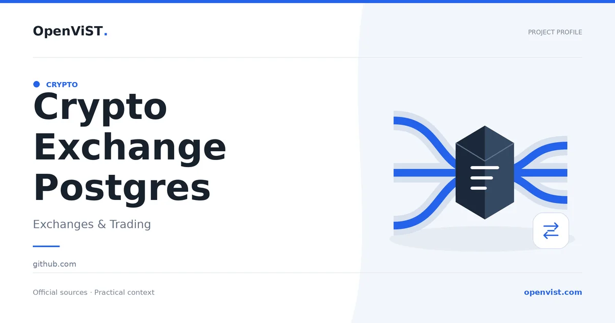 Crypto Exchange Postgres — OpenViST project profile in Exchanges & Trading.
