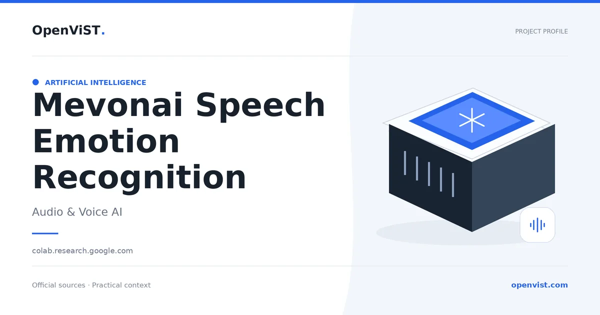 Mevonai Speech Emotion Recognition — OpenViST project profile in Audio & Voice AI.