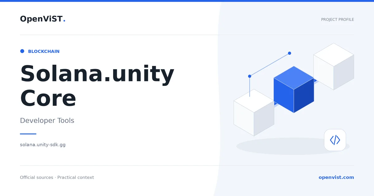 Solana.unity Core — OpenViST project profile in Developer Tools.