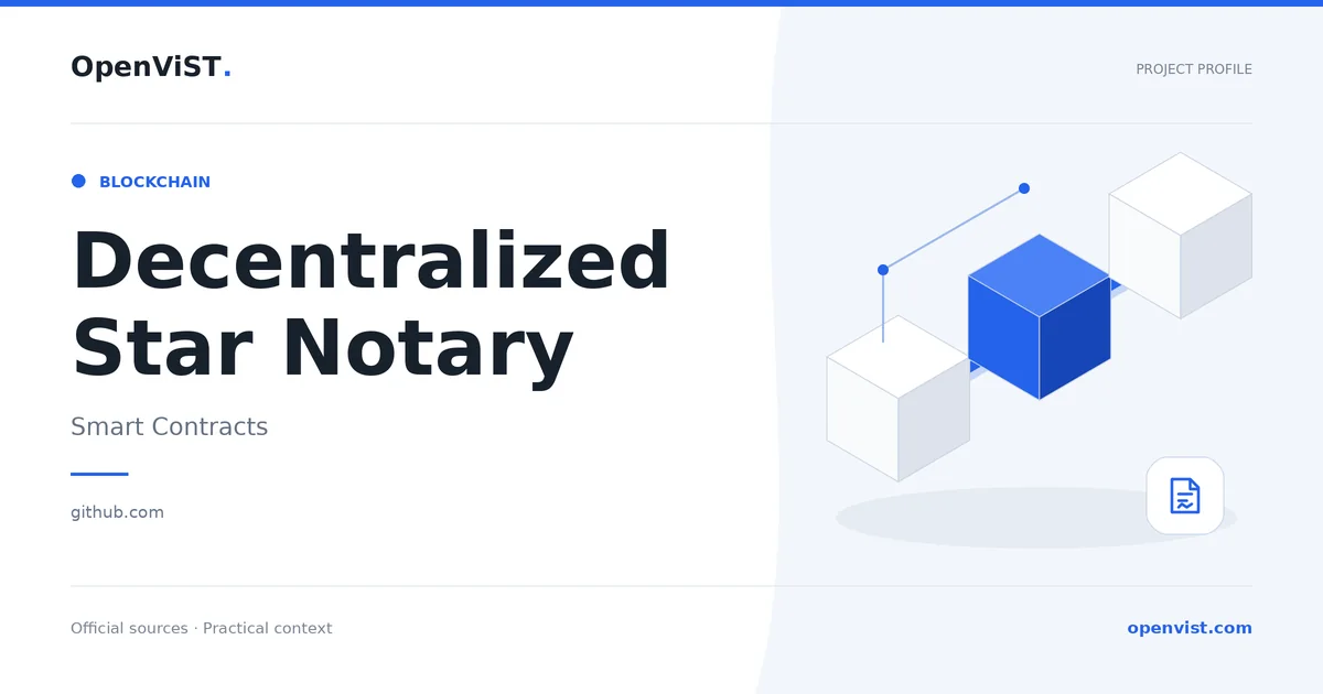 Decentralized Star Notary — OpenViST project profile in Smart Contracts.