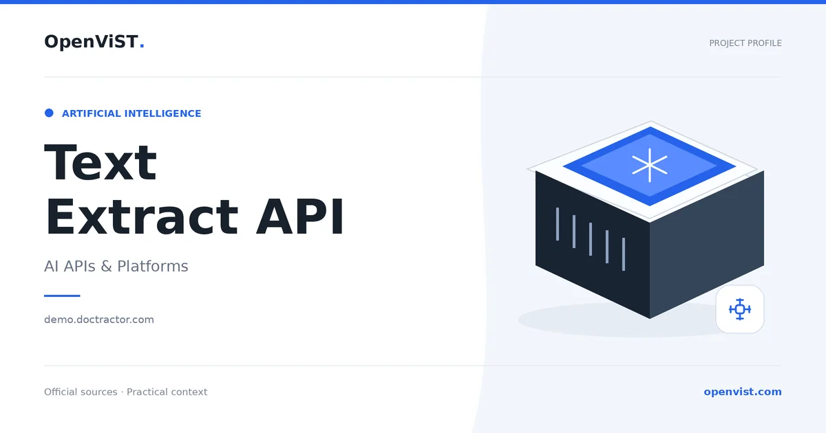 Text Extract API — OpenViST project profile in AI APIs & Platforms.
