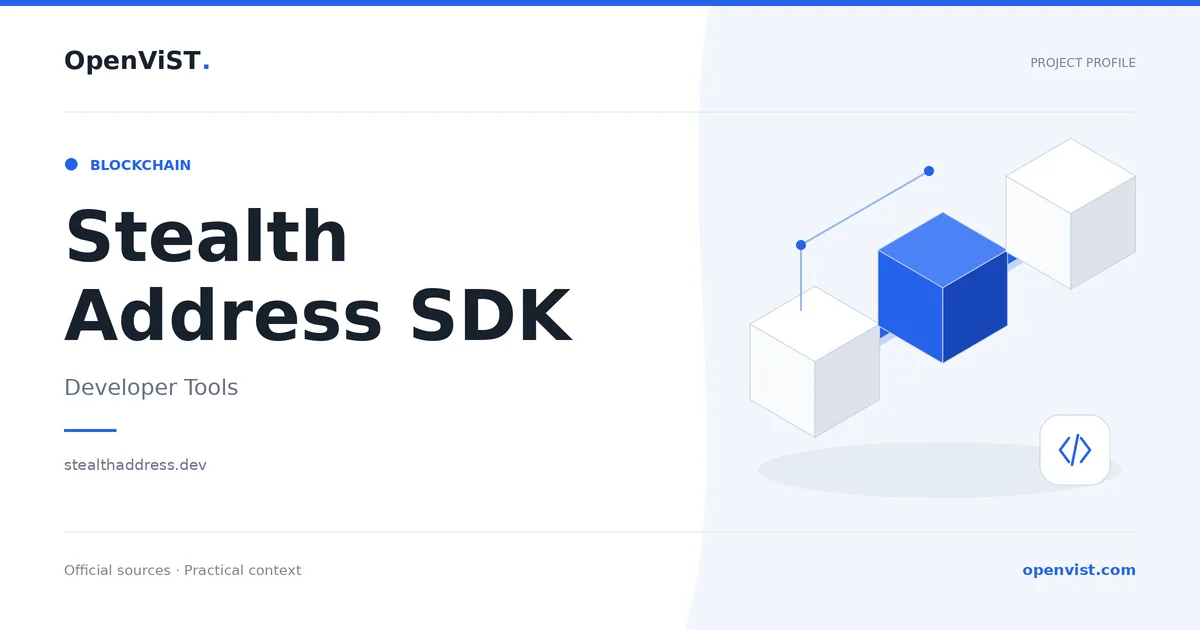 Stealth Address SDK — OpenViST project profile in Developer Tools.