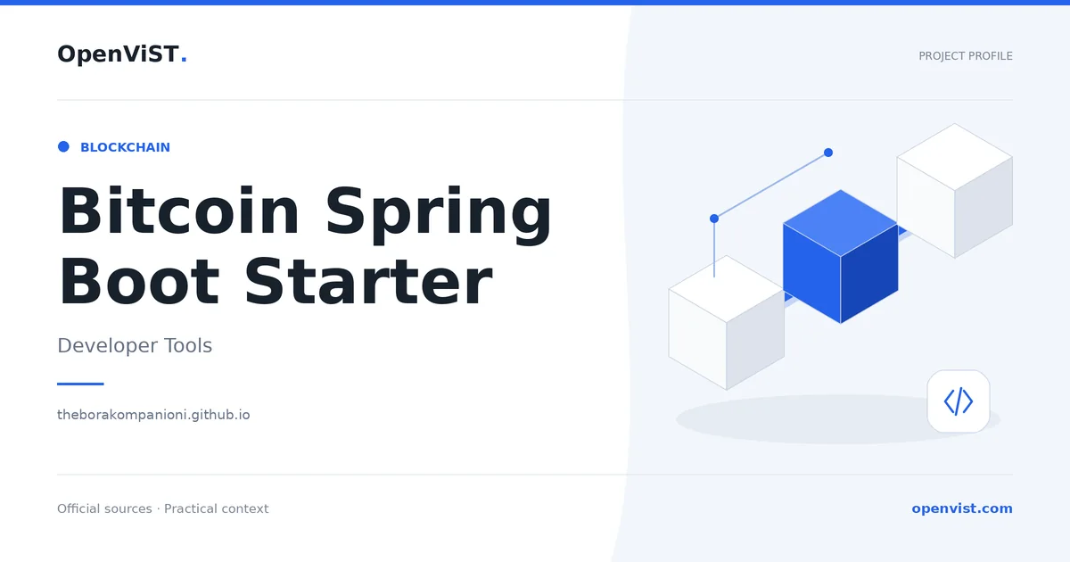 Bitcoin Spring Boot Starter — OpenViST project profile in Developer Tools.