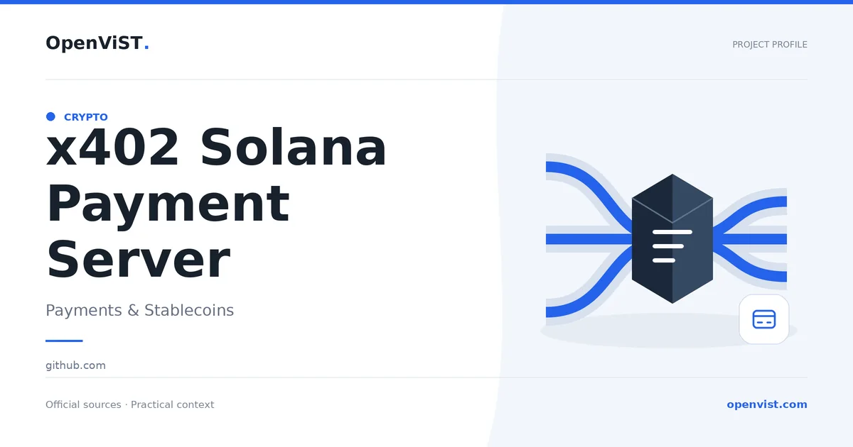 x402 Solana Payment Server — OpenViST project profile in Payments & Stablecoins.