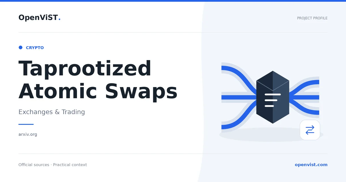 Taprootized Atomic Swaps — OpenViST project profile in Exchanges & Trading.