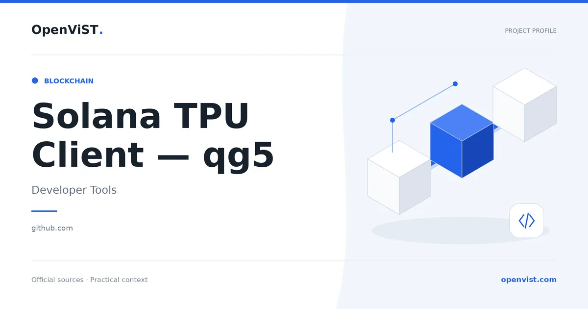 Solana TPU Client — qg5 — OpenViST project profile in Developer Tools.