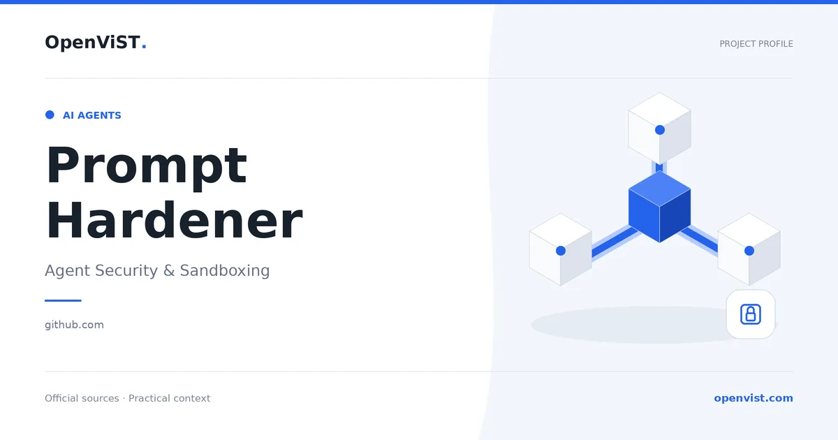 Prompt Hardener — OpenViST project profile in Agent Security & Sandboxing.
