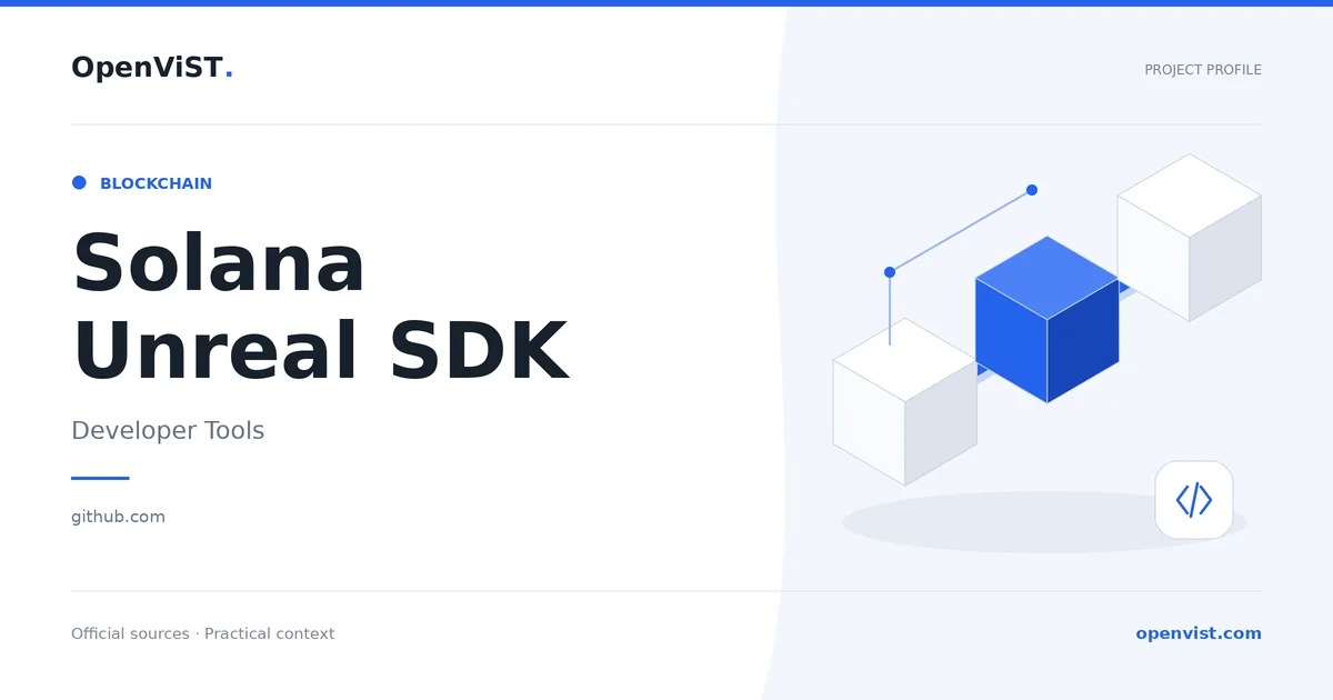 Solana Unreal SDK — OpenViST project profile in Developer Tools.