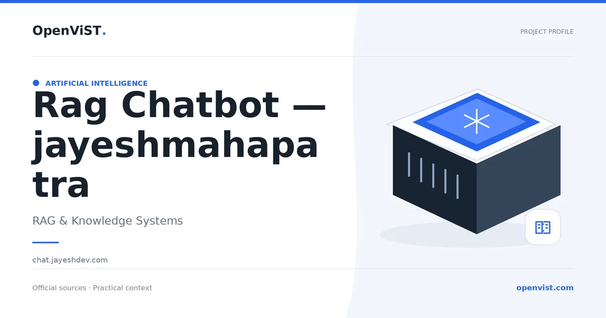 Rag Chatbot — jayeshmahapatra — OpenViST project profile in RAG & Knowledge Systems.