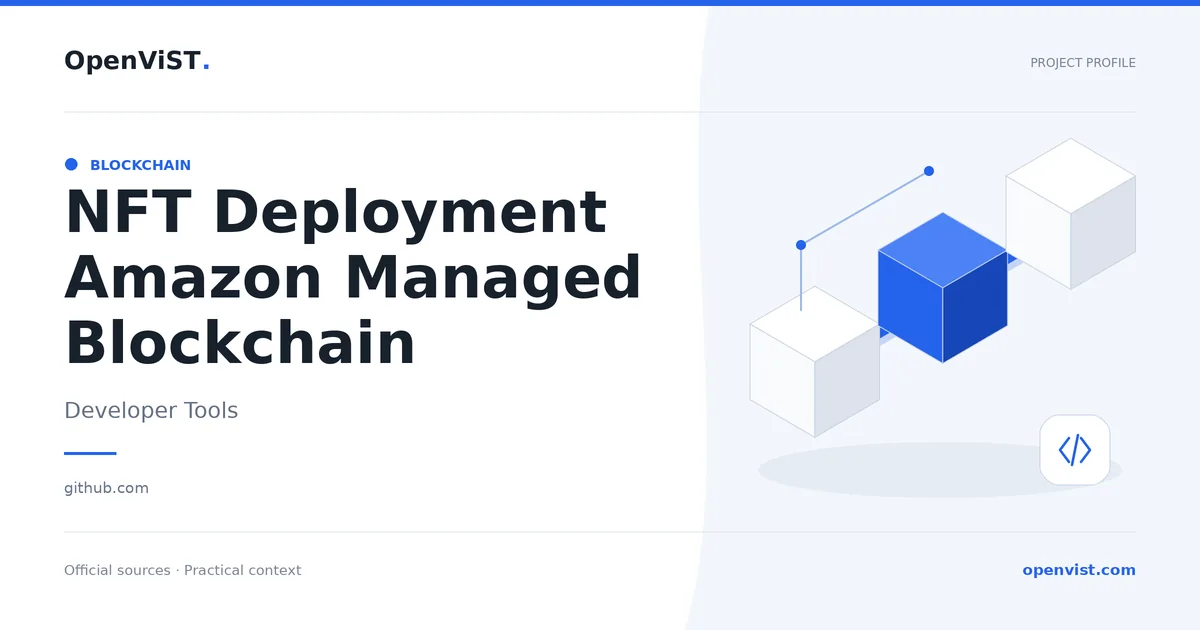 NFT Deployment Amazon Managed Blockchain — OpenViST project profile in Developer Tools.