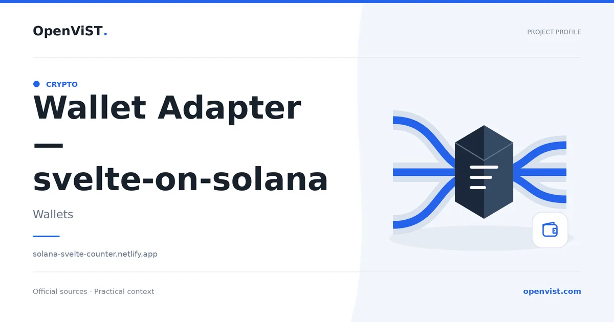 Wallet Adapter — svelte-on-solana — OpenViST project profile in Wallets.