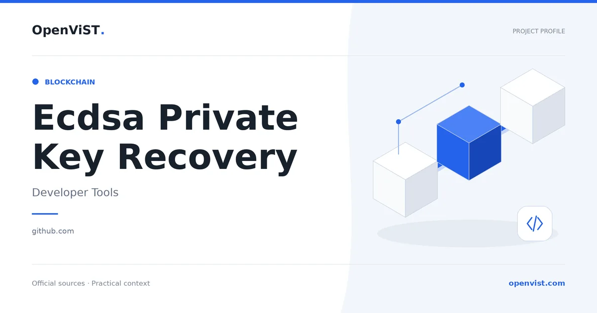Ecdsa Private Key Recovery — OpenViST project profile in Developer Tools.