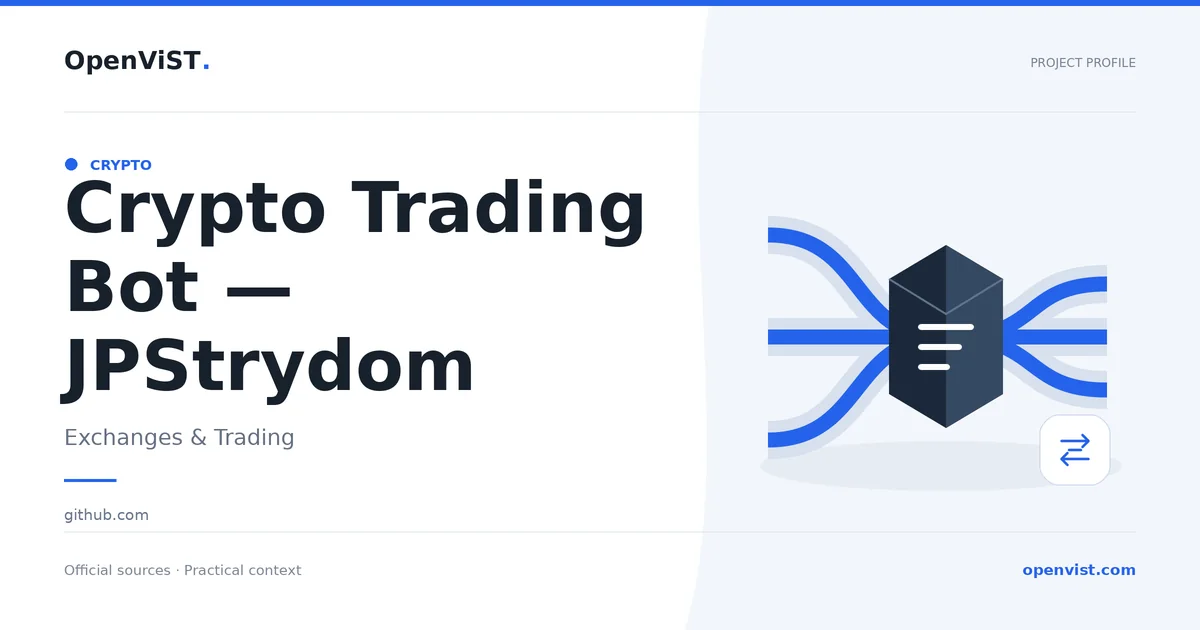 Crypto Trading Bot — JPStrydom — OpenViST project profile in Exchanges & Trading.