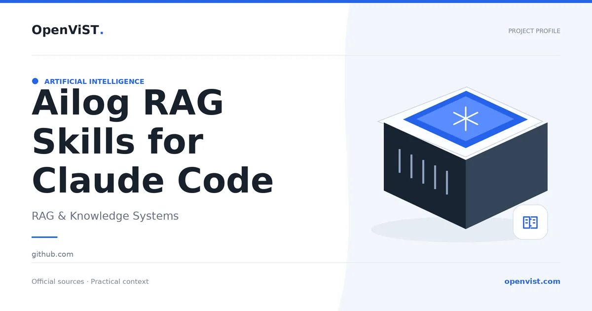 Ailog RAG Skills for Claude Code — OpenViST project profile in RAG & Knowledge Systems.