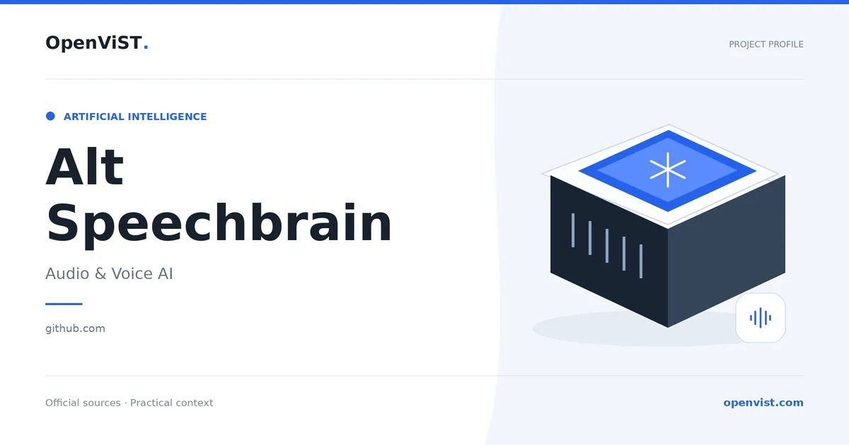 Alt Speechbrain — OpenViST project profile in Audio & Voice AI.