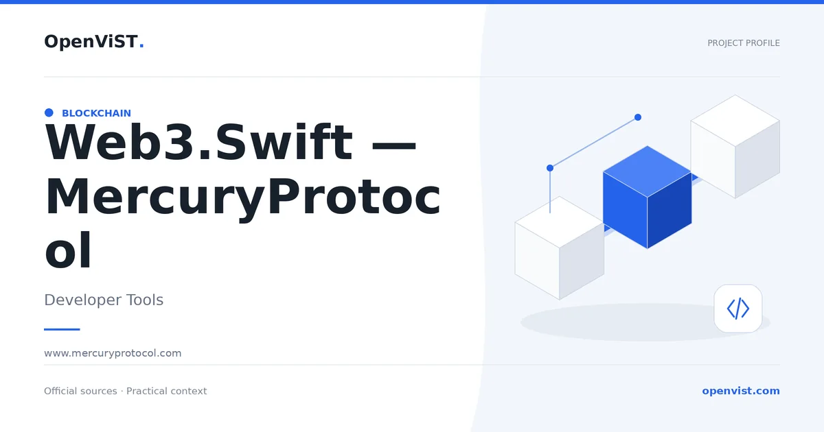 Web3.Swift — MercuryProtocol — OpenViST project profile in Developer Tools.