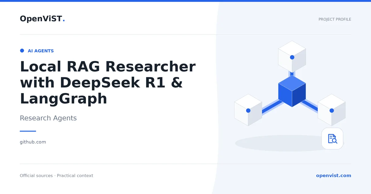 Local RAG Researcher with DeepSeek R1 & LangGraph — OpenViST project profile in Research Agents.