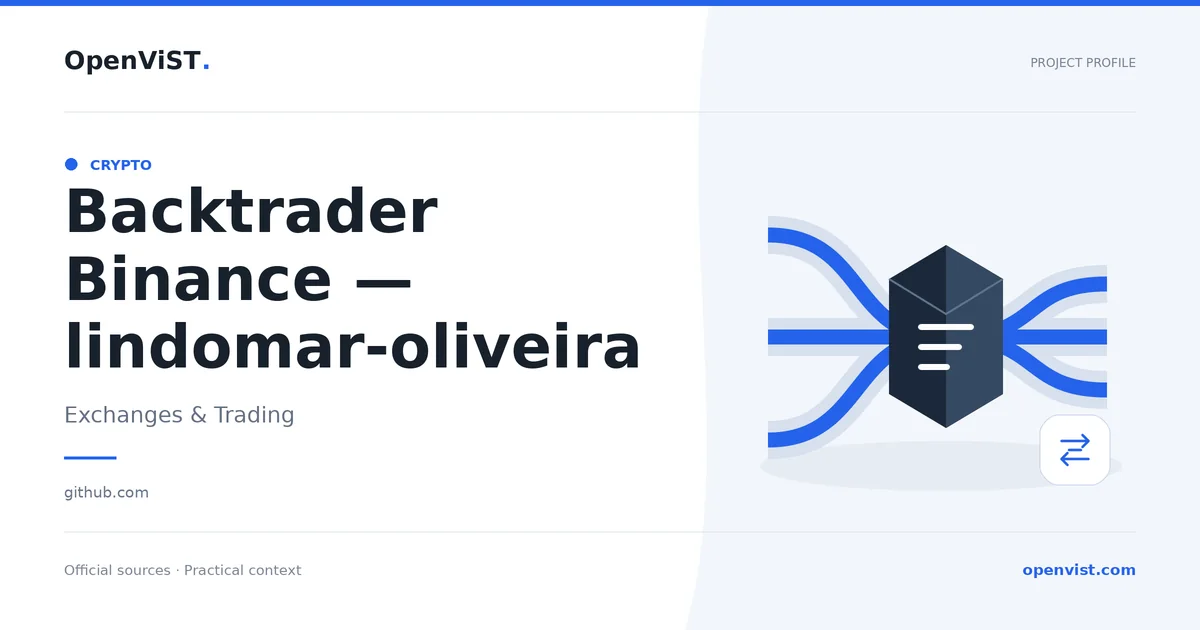Backtrader Binance — lindomar-oliveira — OpenViST project profile in Exchanges & Trading.