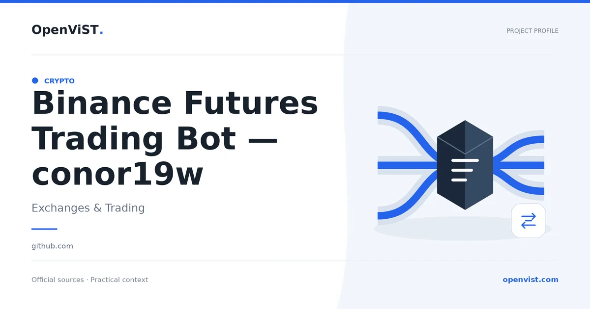 Binance Futures Trading Bot — conor19w — OpenViST project profile in Exchanges & Trading.