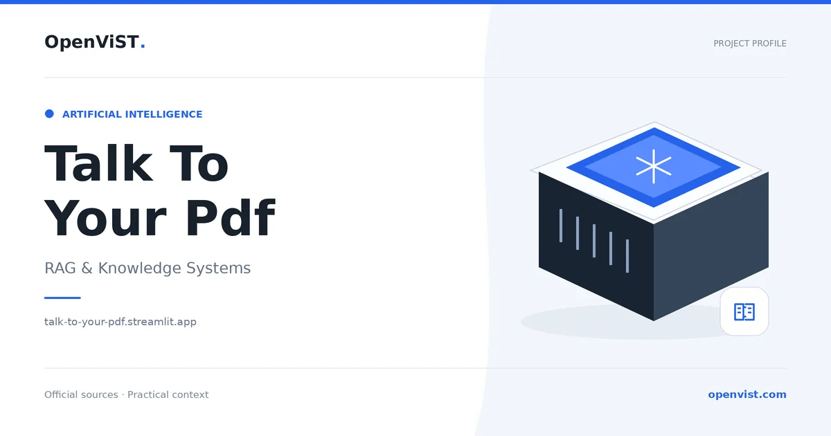 Talk To Your Pdf — OpenViST project profile in RAG & Knowledge Systems.