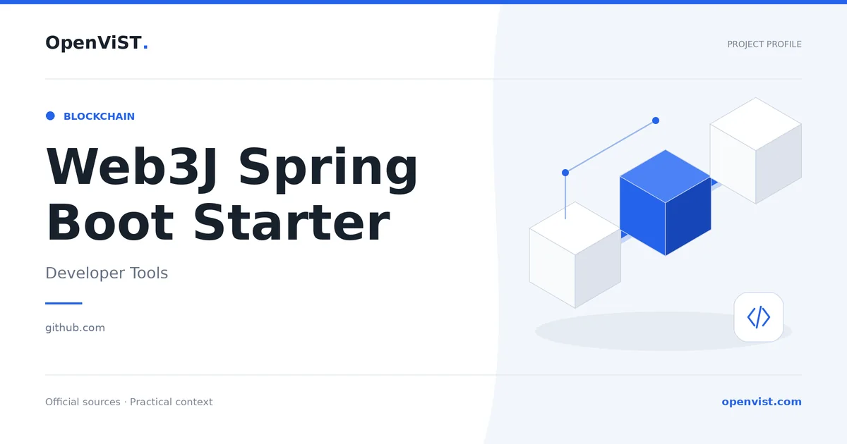 Web3J Spring Boot Starter — OpenViST project profile in Developer Tools.