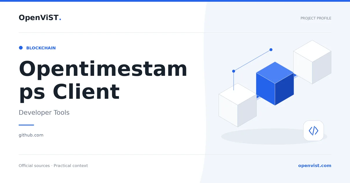 Opentimestamps Client — OpenViST project profile in Developer Tools.