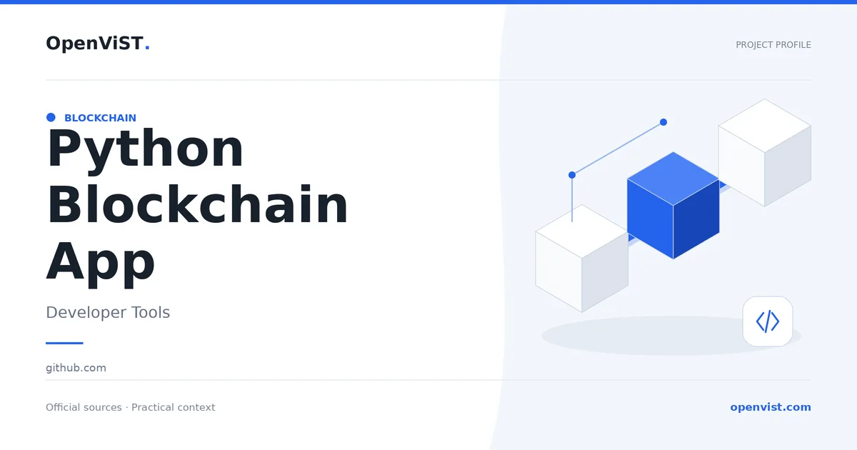 Python Blockchain App — OpenViST project profile in Developer Tools.
