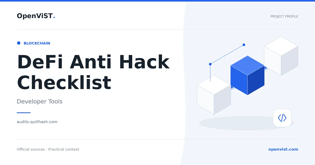 DeFi Anti Hack Checklist — OpenViST project profile in Developer Tools.