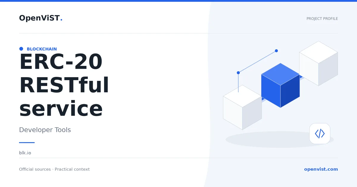 ERC-20 RESTful service — OpenViST project profile in Developer Tools.