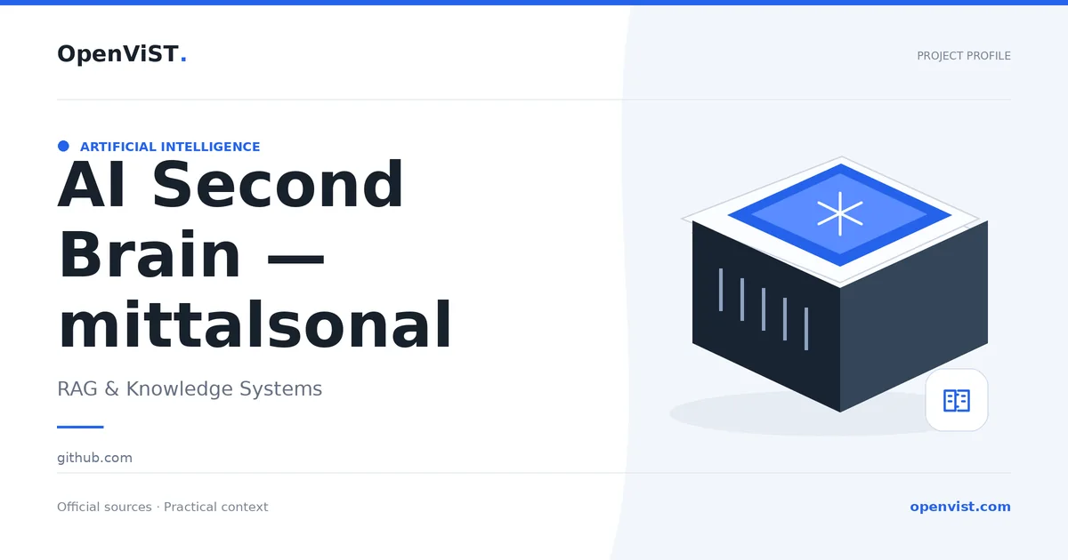AI Second Brain — mittalsonal — OpenViST project profile in RAG & Knowledge Systems.