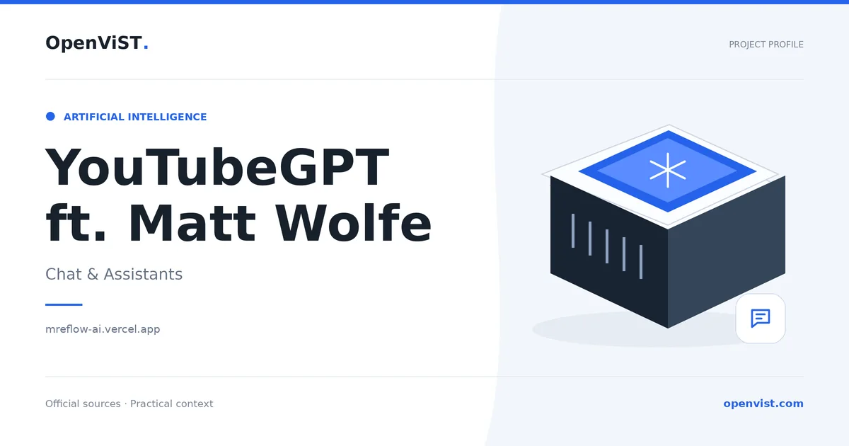 YouTubeGPT ft. Matt Wolfe — OpenViST project profile in Chat & Assistants.