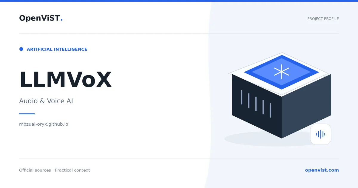 LLMVoX — OpenViST project profile in Audio & Voice AI.